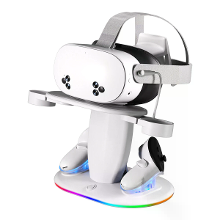 Voor Meta Quest 2 3 3S RGB Verticale Oplaadstandaard met 16 RGB modi Type C Snellader Antislipbasis Krassenbestendige TP