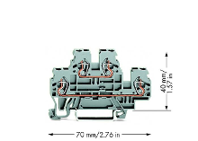 WAGO 870 501 Doorgangsklem 2 etages 5 mm Spanveer Toewijzing: L, L Grijs 50 stuk(s)