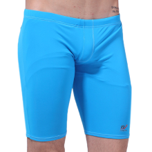 Wangjiang Mens Casual Breathable Beach Surf Shorts Solid Color Tight Long Swimwear