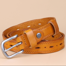 Women Cowhide Vintage Leather Belts Alloy Pin Buckle Belts Jeans Strap Soft Waistband For Jeans