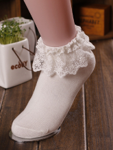 Women Vintage Lace Ruffle Frilly Ankle Socks