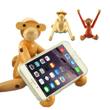 Wood Wooden Monkey Denmark Doll Toy Desktop Diy Phone Stand Holder For Iphone X 8 Samsung S8 Xiaomi