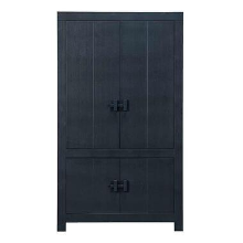 WOOOD dichte kast Benson   matzwart   200x115x37 cm   Leen Bakker