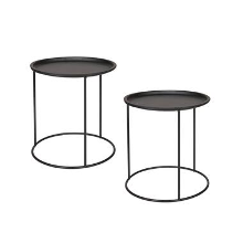 WOOOD Ivar Bijzettafel M   Metaal   Zwart   Set van 2   Leen Bakker
