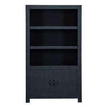 WOOOD open kast Benson   matzwart   200x115x37 cm   Leen Bakker