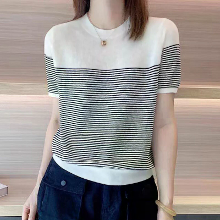 ZANZEA Dames Zomer T shirt Vintage Gestreepte Korte Mouw Tee Koreaanse Mode Ronde Hals Patchwork Tunieken Casual Gebreid
